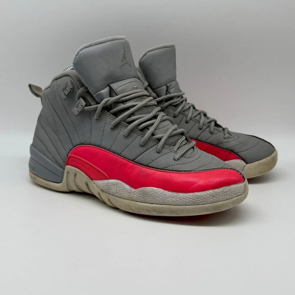 Jordan Air Jordan 12 Retro Kids Size 7Y Grey Pink 510815-060 Mid Top Sneakers